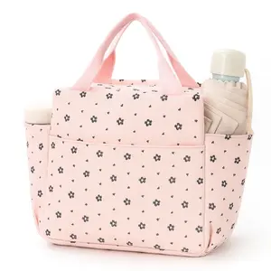 Corduroy portable bento bag large capacity high value thermal insulation bag square meal bag student lunch box bag