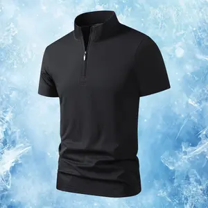 All-Day Comfort Men’s Half-Zip T-Shirt, Lightweight & Refreshing Casual Top with Cool Touch Breathable Fabric, Quarter-Zip Stand Collar & Slim Fit, Perfect for Work, Daily Wear, Casual Hangouts & Smart Casual Occasions.