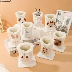 1pc Plush Lined Glasses Case - Cute Animal Pattern Faux Leather Hard Shell, Soft Protective Storage for Eyeglasses & Pens, Portable Lightweight Organizer for Home Desk Travel, Perfect for Women Men Daily Use & Gift