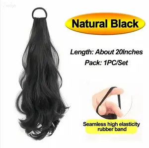 2pcs Natural Invisible Low Ponytail Hair Extension, Tousled Wave Synthetic Ponytail, Elastic Tie Volumizing Hairpiece