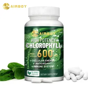 AIRBOY Chlorophyll 600 mg - Highly Bioavailable Chlorophyllfor Energy, Immune Support, Skin & Body Deodorization - 60/120 Capsules
