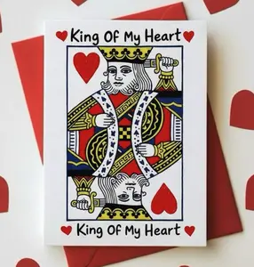 Cute Valentines Day card “King of My Heart” Love Card - Relationship Card - Card for Him, card for husband or boyfriend