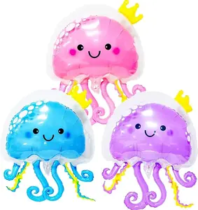 3pcs Large Jellyfish Balloons Under the Sea Party Decorations 36.6inch Sea Animal Balloons Ocean Sea Balloons Fish Sea Creature Balloon for Mermaid Birthday Party Baby Shower Wedding Decors