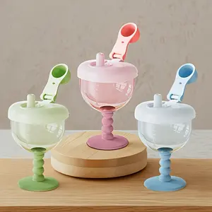 YRUIZEUP Goblet Cup with Cover, Anti-Fall Fruit Juice Milk Drinking Goblet Sippy Cup for Party Festival Birthday, Beverage Mug & Milk Bottle with Lid