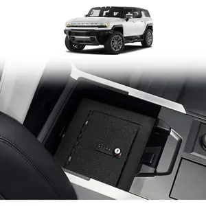 Center Console Safe Vault LockBox Compatible with Hummer EV 2022-2025 Pickup SUV Gun Safe Vault Console Storage Interior Organizer with 4 Digit Combo Lock Security Anti-Theft