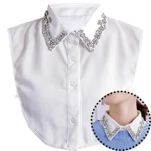 Women's Dicky Collar Embellished with Rhinestone Faux, Medium- Under Dresses, Blouses, Sweaters, and Jackets Dicky Collars for Woman