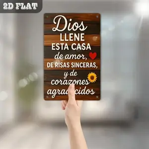 2D Flat,Metal wall art 1pc, "Bless This Home" Spanish Aluminium Iron Sign(12"x8"), Decorative Plaque & Statues, Vintage Home faith blessing , Suitable for garden, porch, patio, home decor, bar cafe, Office, Kitchen decor, birthday gifts
