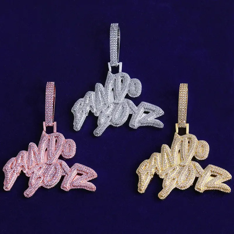Men's Iced Out Bando Boyz Statement Necklace - Gold Plated Gold Chain Necklace, Hip Hop-Rock Cubic Zirconia Fashion Jewelry for Anniversary