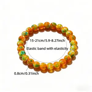 [Rain Flower Stone Bracelet] A Smooth Orange-Yellow Rain Flower Stone Bracelet That Attracts Wealth, Handcrafted And Elastic, Symbolizes Fortune And Luck, Suitable for Both Men And Women, Perfect for Everyday Wear And As a Gift