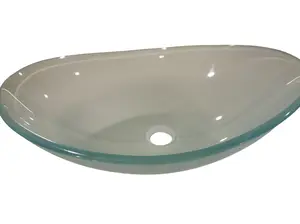 Bathroom Vessel Sink, Artistic Glass Bathroom Bowl Basin with Faucet