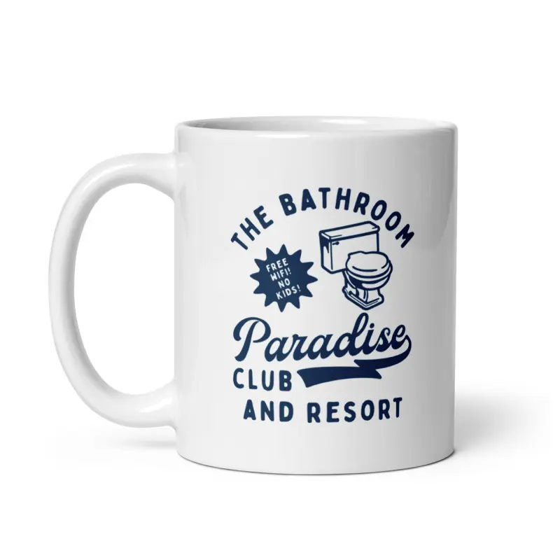 The Bathroom Paradise Club and Resort Mug Funny Restroom Pooping Novelty Cup - 11oz Funny Coffee Mugs Ceramic Printed Drinkware Cup