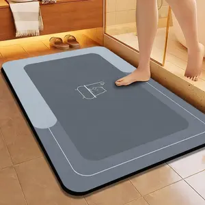 Silica Mud Bath Mat, Non-Slip Quick-Dry Absorbent Easy Clean, Rubber Bottom, Ideal for Shower Room Laundry Kitchen, Diatomite Bath Mat, Quick Drying Mat, Non Slip Mats