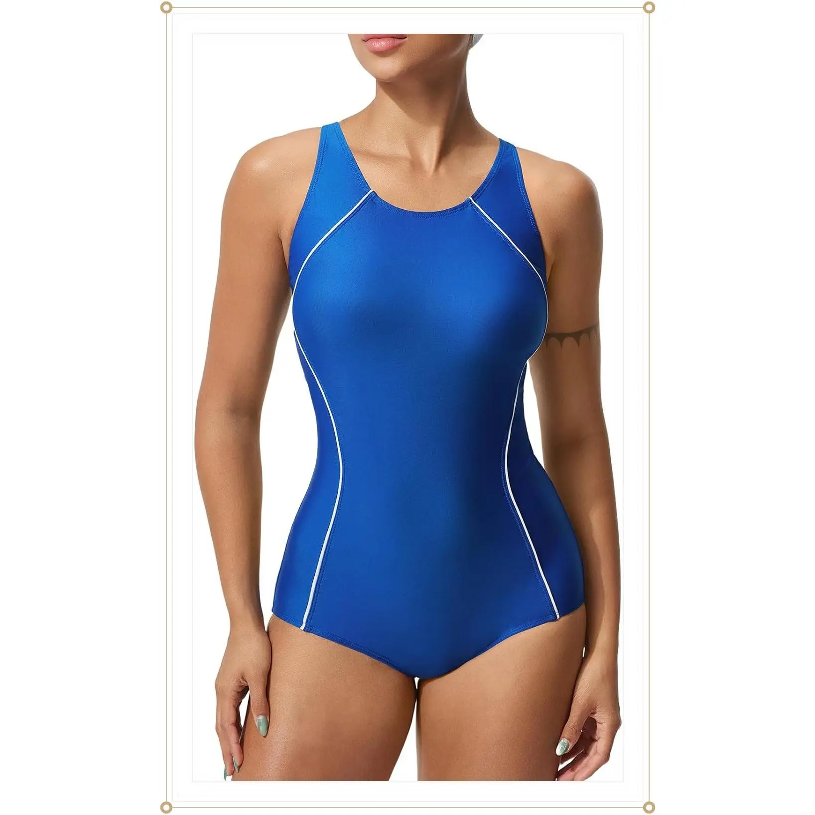 baleaf Women's One Piece Swimsuit Adjustable Straps Athletic Racerback Training Bathing Suit SwimwearGift