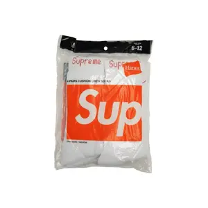 Supreme Hanes Crew Socks (4 Pack) White size 6-12 New Supreme Hanes Crew Socks (4 Pack) White size 6-12 New