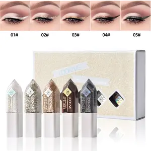 5-piece Diamond Shimmer Eyeliner Set, Waterproof Silver Rose Glitter Eyeliner, Essential for Long-lasting Makeup, Eye Makeup Supplies