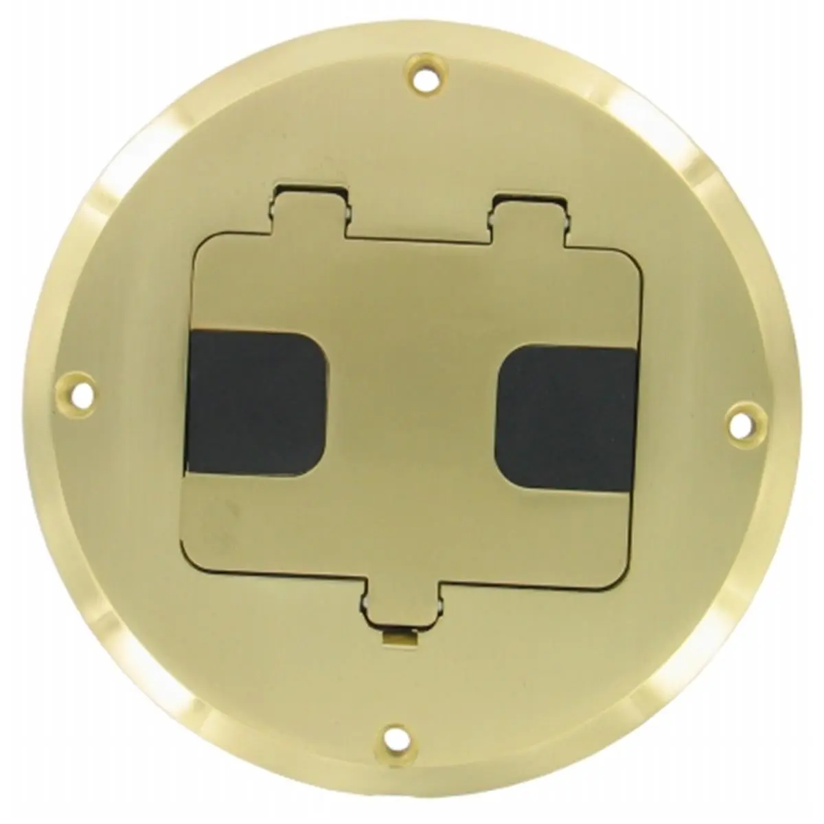 212 MAIN Metal Brass Plated Concealed Circular Floor Box Kit - Complete Indoor Modern Socket Receptacle Accessory with Plug Covers, Electrical Sockets