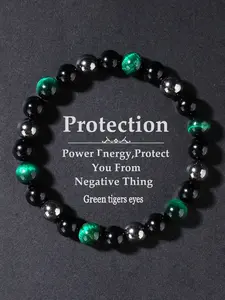 Positive Energy Protection Bracelet, Handmade Tiger Eye Stone Beaded Jewelry, Fashion Accessory for Men & Women, Perfect Gift