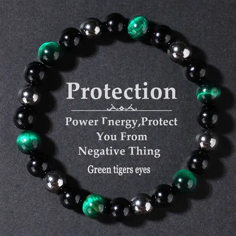 Positive Energy Protection Bracelet, Handmade Tiger Eye Stone Bead, Unisex Fashion Accessory, Perfect Gift for Family and Friends, High Quality Bracelet, Crystal Beaded Bracelet, Crystal Bracelets, Beautiful Bracelets