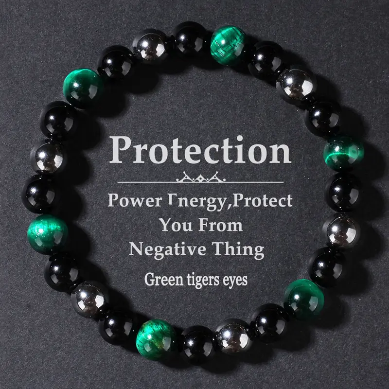 Positive Energy Protection Bracelet, Handmade Tiger Eye Stone Bead, Unisex Fashion Accessory, Perfect Gift for Family and Friends, High Quality Bracelet, Crystal Beaded Bracelet, Crystal Bracelets, Beautiful Bracelets