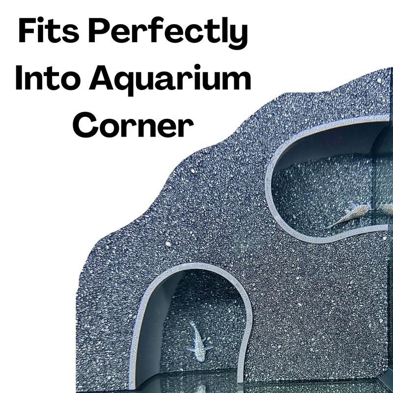 Aquarium Underground Two Hole Corner Cave | Viewing Fish & Shrimp Tunnel | Fish Tank Undergravel Hide Decor Decoration Hideout Perfect For Corydora Catfish, Kuhli Loach, Pleco, Betta Fish