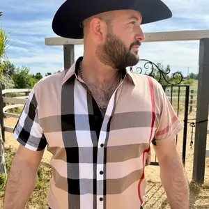 short sleeve plaid shirt (khaki)