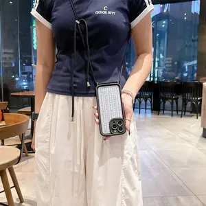 Convenient Lanyard Phone Case with Adjustable Strap and Crossbody Shoulder Strap, Blue Bowknot, Tpu Anti-Drop Protection for iPhone