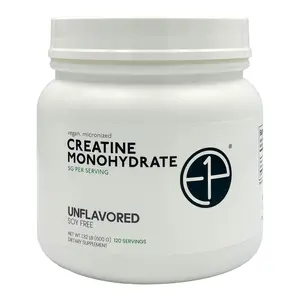 E1P Creapure Creatine Monohydrate 600grams (120 Servings) Unflavored, Non-GMO, Vegan Fermented, Third-Party Lab Tested. Made with Halal and Kosher Certified Ingredients.