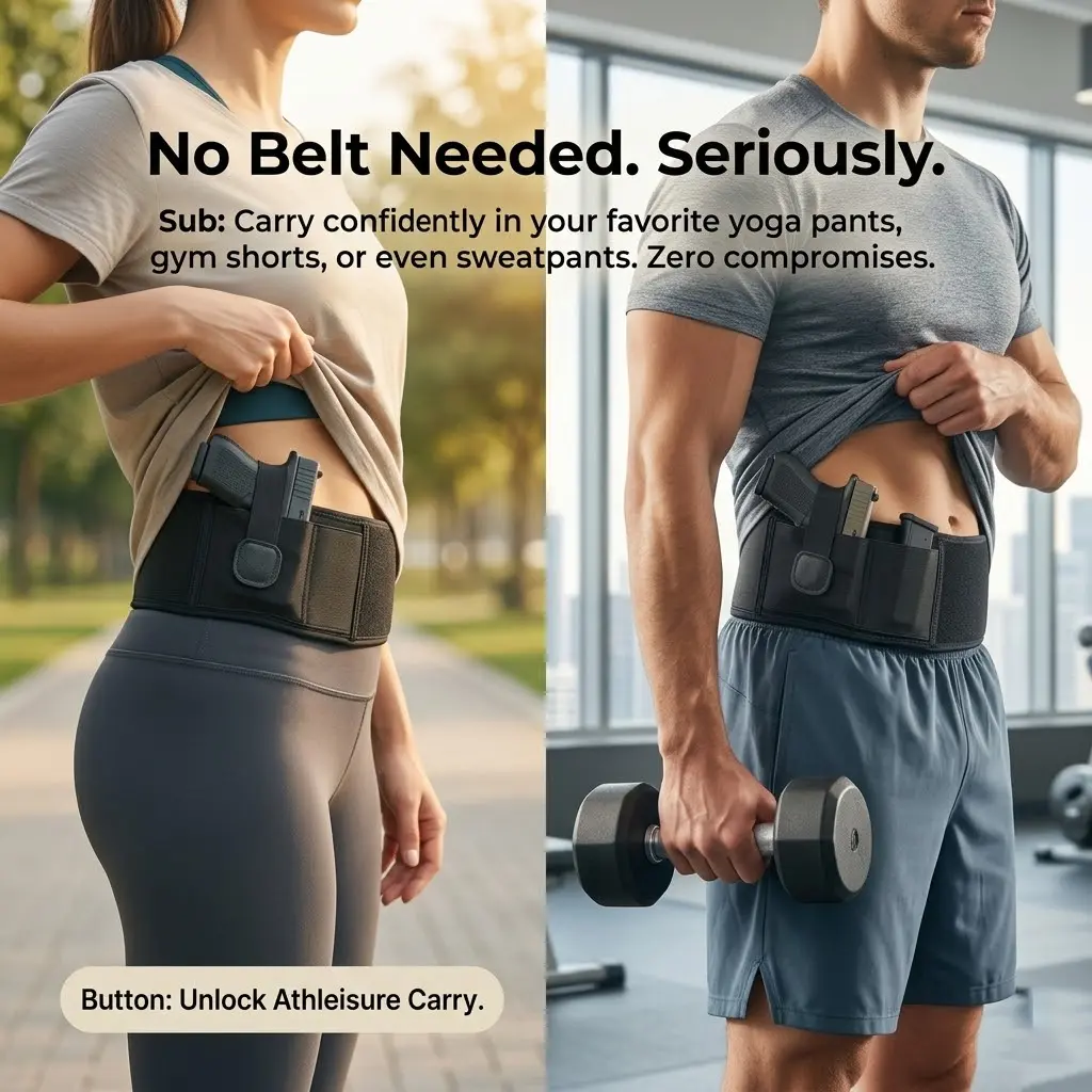 Women's Discreet Safe Concealed Carry Belly Band Holster - Breathable Flexible Neoprene CCW Waistband, Fits Compact Handguns Including 19/43 Models, Sig P365, S&W Shield, Suitable for Right & Left Hand Use, Flexibility