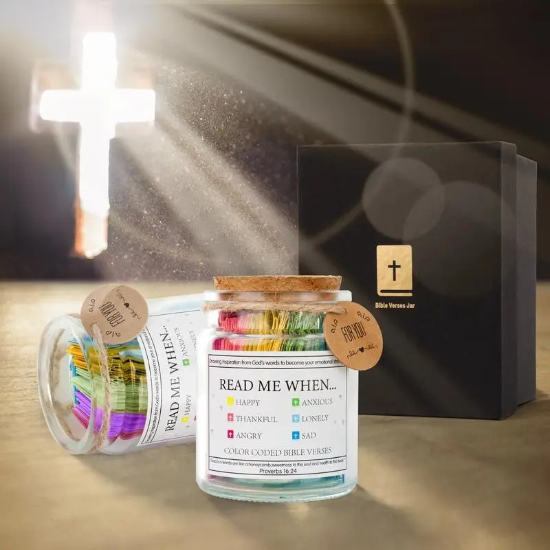 Scripture Verse Jar - Unisex,1PC Glass jar,bible verse jar,Christian gift Read Me Jar Religious stuff Bottles Organiser Read Me When Bible Verses Jar Religious Christian Gifts  Christian Devotionals Faith Unisex Scripture Verse Storage Jar