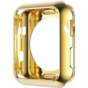 Compatible with Apple Watch Case 44mm 40mm, Soft Flexible TPU Plated Protector Bumper Shiny Cover Lightweight Thin Guard Shockproof Frame Compatible for iWatch Series 6 5 4 SE (Gold, 40mm)