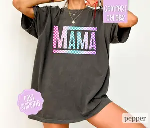 Comfort Colors Retro Checkered Mama Graphic Tee Comfort Colors Mama Checkered Shirt Comfort Colors Mama Shirt Motherhood Shirt New Mom