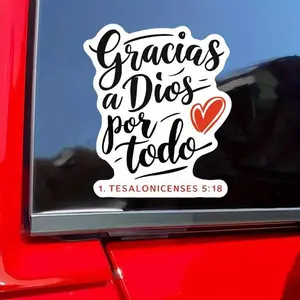 Spanish Bible Verse Pattern Car Sticker, Reusable Self Adhesive Car Decal, Car Exterior Decoration Accessories for Car, Laptop, Motorcycle, Water Bottle, Notebook