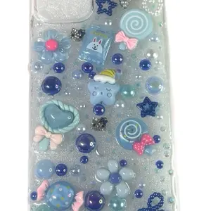 Candy Blue iPhone 14 Case - Assorted Colorful Beads, Cute Character Designs, Fun and Colorful Accessory for iPhone 14