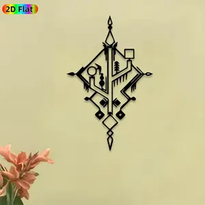1pc Tribal Geometric Metal Wall Art,Tribal Geometric Statue Mural, Ideal Gift for New Year, Christmas, Tribal Decor Enthusiasts, Rust-Resistant Metal Wall Decor Wall Sculptures, Perfect for Living Room Walls & Garden Fences, Unique Home Decor Accent