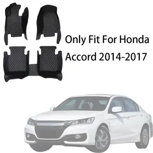 Full Set Nappa PU Leather Car Floor Mat For Honda Accord 9 2014-2017 Front And Rear Cushion Slip-Resistant Wear-Resistant Auto Interior Accessories Floor Mats For Car