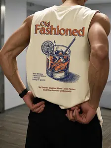 Men's Creative Graphic Print Backless Vest, Casual Summer Fashion, Street Style, Outdoor Wear, Trendy Youth Design, Muscle Tank Top