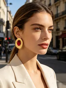 Minimalist Geometric Oval Stud Earrings, Stainless Steel Studs, Unique Gem Inlay, Earring, Perfect for Every Styling Look, Fashion Jewelry, Elegant Minimalist Earrings