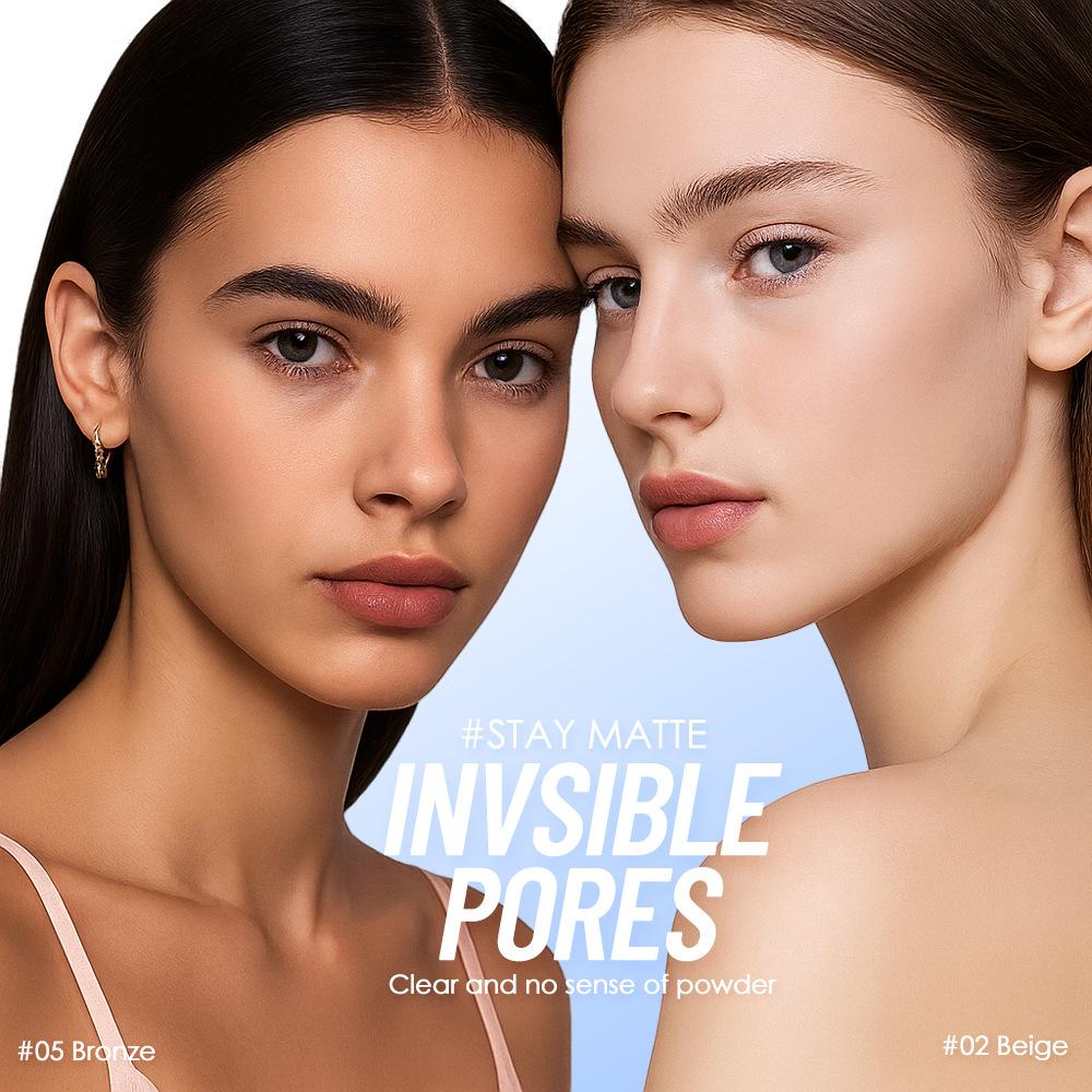 Waterproof facial powder, lightweight matte oil control setting powder with powder puff, Blurring & Brightening , long-lasting and flawless makeup, suitable for women and girls' cosmetics，Beauty Cosmetics