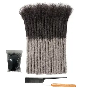 Hot Wholesale 6-12 Inch 10 Strands Dreadlock Extensions Loc Extensions Human Hair for Men/Women Real Human Hair Permanent Dreadlock Extensions Locs Extensions Human Hair (10 Locs-6-12Inch, 0.8cm-1B/Dark gray)