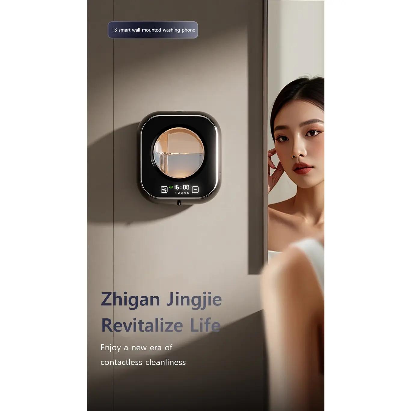 Wall Mounted Automatic Soap Dispenser with Large Capacity Non-contact Rechargeable Sensor Kitchen with LED Intelligence Cleaning