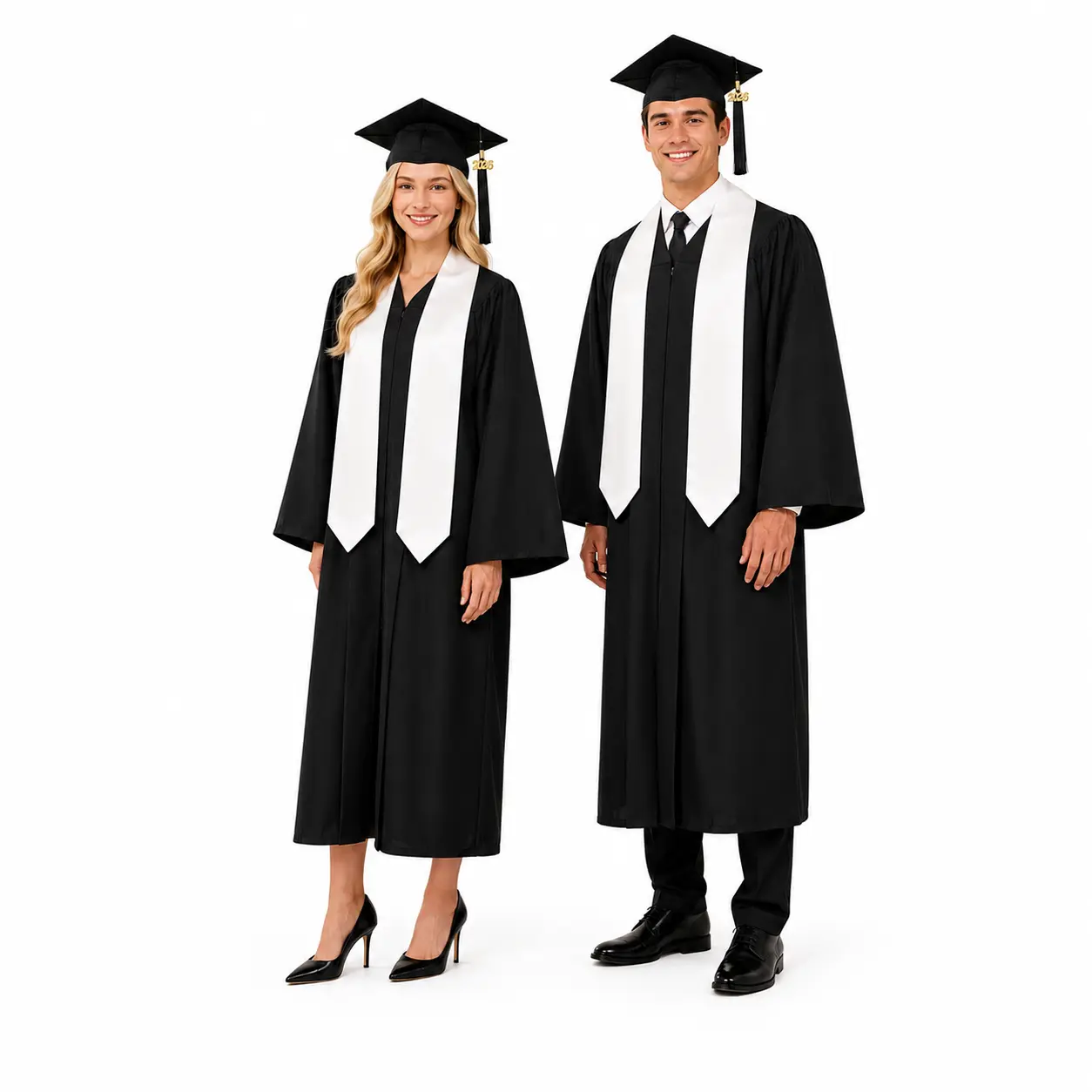 Matte Graduation Cap and Gown 2026+2027 Set with Tassel for High School & College 4Colors