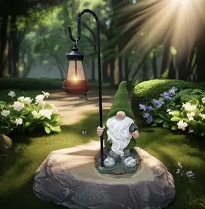 Outdoor Garden And Lawn Accessories, Including Decorative Lighting for Landscapes, Outdoor Statue Lights, Solar-Powered Landscape Lights, And Lanterns Featuring Elves And Dwarf Statues.