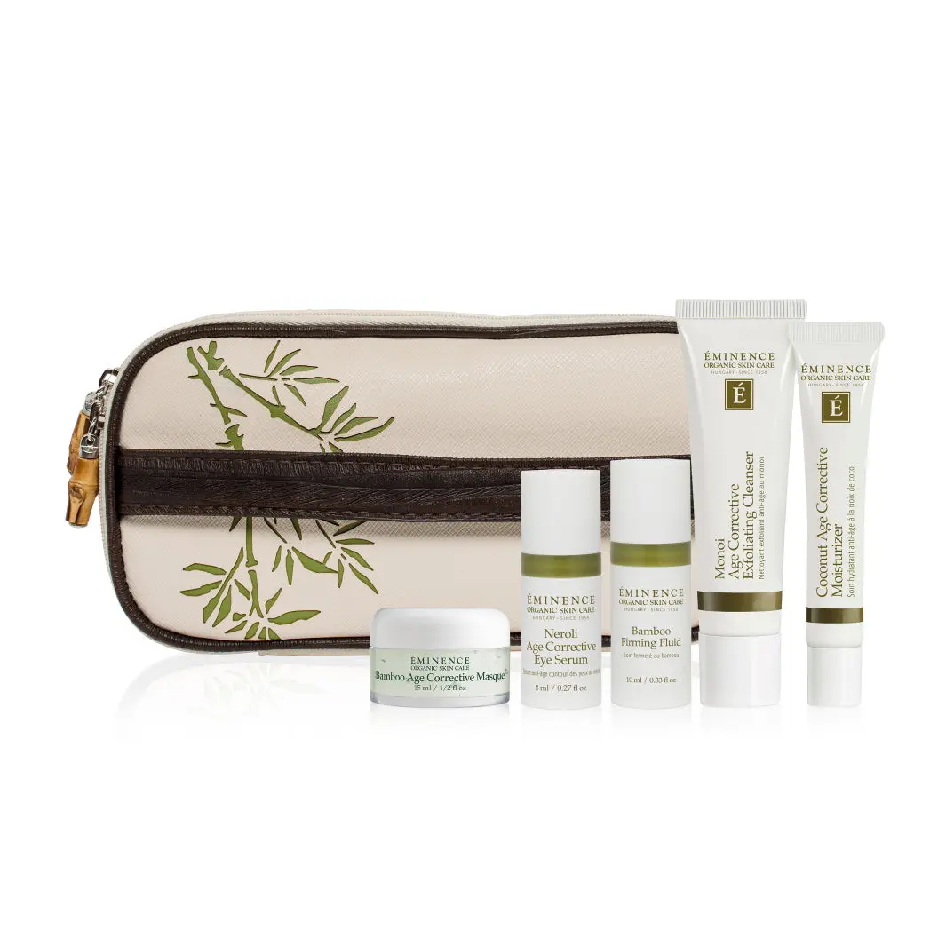 Eminence Organics Age Corrective Starter Set - Coconut Cleanser, Shea Moisturizer, Smooth Skin Support for Skincare Enthusiasts