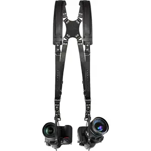 Double Camera Harness for 2 Cameras, Adjustable Dual  Leather Camera Strap for DSLR/SLR