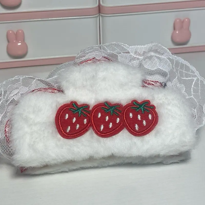 Strawbabie Picnic Fuzzy Strawberry Lovers Hair Claw Hair Accessories Gift for Strawberry or Girlfriend Ideas Hair Styling