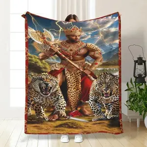 Lion Leopard Pattern Blanket 1 Count Soft Comfortable Throw Blanket Warm Napping Blanket for Home Office Travel Outdoor Camping