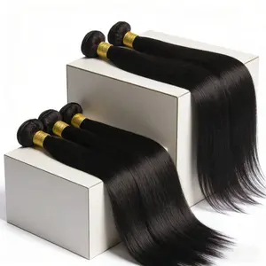 PerisModa Straight Human Hair Bundles 100% Brazilian Remy Virgin Remy Hair for Black Women Natural Black Color Hair Extensions