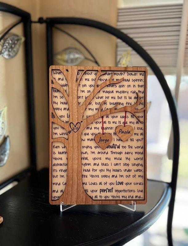 Personalized couples plaque- Anniversary - Valentine's day - Custom message - poem - song