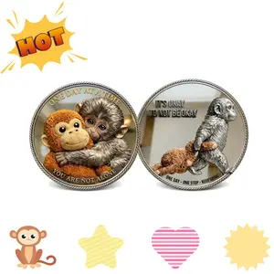 Emotional Support Monkey Challenge Coin Punch Monkey Challenge 3D Coin It's Okay to Not Be Okay Anxiety Relief Gift for Friends Diy Toys