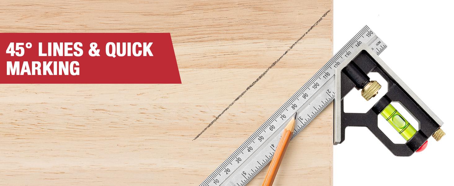 #backtoschool Arrow Combination Square, Combo Square with Stainless Steel Ruler, Zinc Alloy Body and Bubble Level for Carpenters and Craftsmen